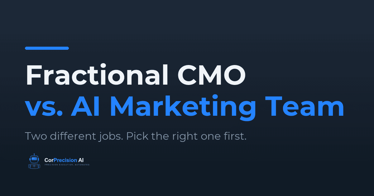 Fractional CMO vs. AI Marketing Team comparison graphic